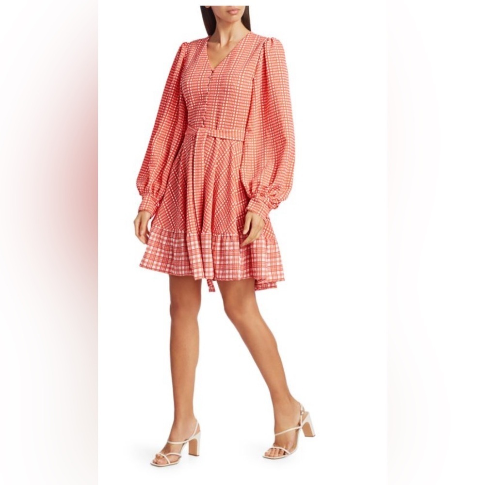 STINE GOYA Coral and White Patterned Dress (D4)